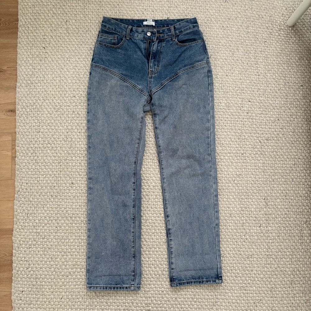 Acid wash baggy denim jeans